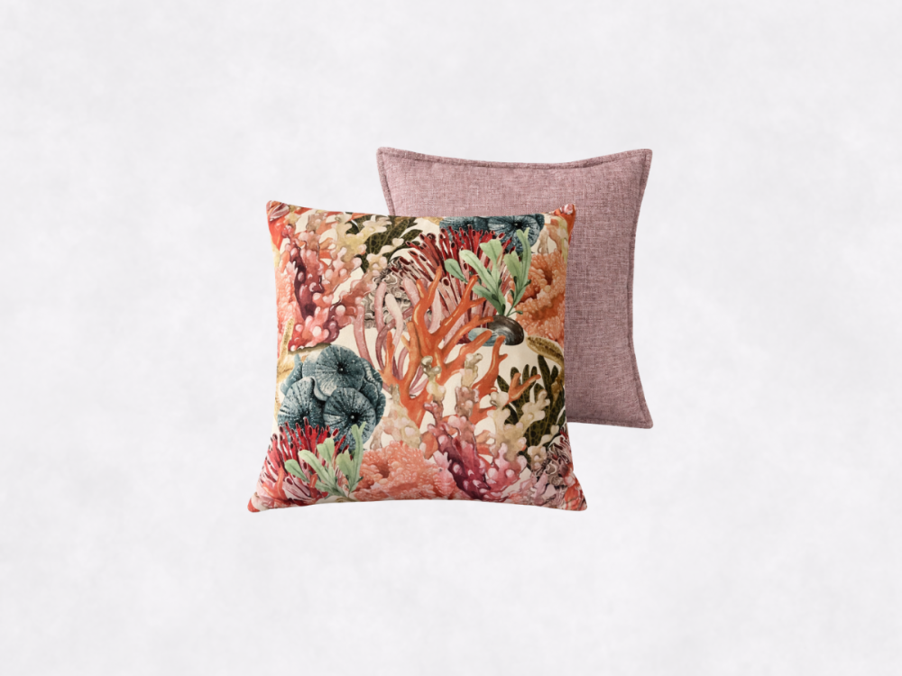 Conjunto de Almofadas Padrão Coral e Rosa