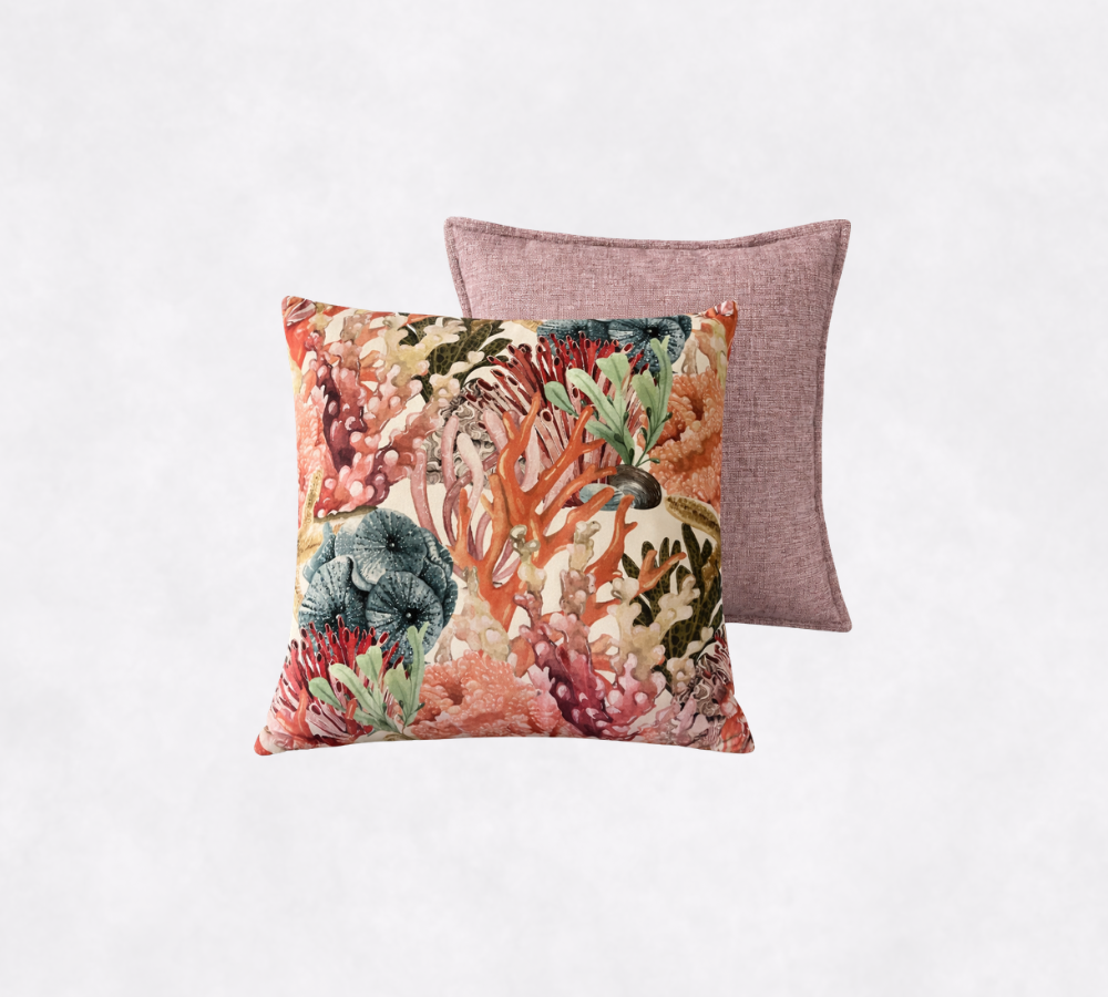 Conjunto de Almofadas Padrão Coral e Rosa
